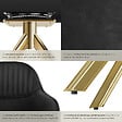 TECTAKE - Lot 4 chaises pivotantes à 360° en velours avec rembourrage noir/or - vignette