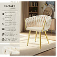 TECTAKE - Lot 6 chaises de salle à manger en velours design noué sable/or - vignette