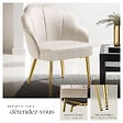 TECTAKE - Fauteuil cocktail rembourré avec revêtement en velours crème/or - vignette