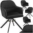 TECTAKE - Lot de 4 chaises pivotantes à 360° en velours avec rembourrage noir - vignette