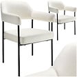 TECTAKE - Lot 2 fauteuils rembourrés pieds en acier dossier continu noir/blanc - vignette