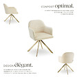 TECTAKE - Lot de 6 chaises pivotantes à 360° en velours rembourrées crème/or - vignette