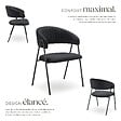 TECTAKE - Lot 4 Fauteuils rembourré ergonomique en tissu 150kg max noir - vignette