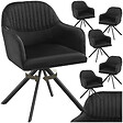TECTAKE - Lot de 6 chaises pivotantes à 360° en velours avec rembourrage noir - vignette