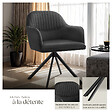 TECTAKE - Lot de 6 chaises pivotantes à 360° en velours avec rembourrage noir - vignette