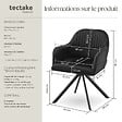 TECTAKE - Lot de 6 chaises pivotantes à 360° en velours avec rembourrage noir - vignette