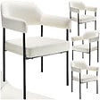 TECTAKE - Lot 4 fauteuils rembourrés pieds en acier dossier continu noir/blanc - vignette