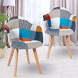 ID MARKET - Lot de 2 chaises de salle à manger scandinaves, fauteuils de table SARA motifs patchworks multi-couleurs - vignette