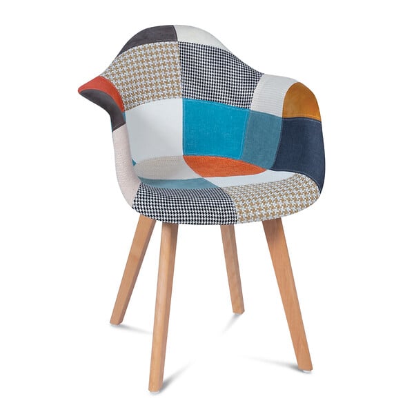 ID MARKET - Lot de 2 chaises de salle à manger scandinaves, fauteuils de table SARA motifs patchworks multi-couleurs - large