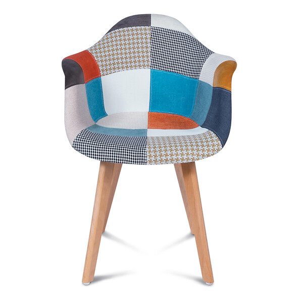ID MARKET - Lot de 2 chaises de salle à manger scandinaves, fauteuils de table SARA motifs patchworks multi-couleurs - large
