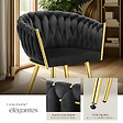 TECTAKE - Lot 2 chaises de salle à manger en velours design noué noir/or - vignette