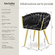 TECTAKE - Lot 2 chaises de salle à manger en velours design noué noir/or - vignette
