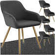TECTAKE - Lot 6 chaises élégantes aspect corde anthracite/doré - vignette