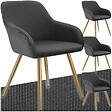 TECTAKE - Lot 4 chaises élégantes aspect corde anthracite/doré - vignette