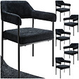 TECTAKE - Lot 6 fauteuils rembourrés avec pieds en acier et dossier continu noir - vignette