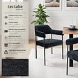 TECTAKE - Lot 6 fauteuils rembourrés avec pieds en acier et dossier continu noir - vignette