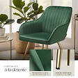 TECTAKE - Lot 4 chaises de salle à manger aspect velours matelassé vert/or - vignette