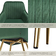 TECTAKE - Lot 4 chaises de salle à manger aspect velours matelassé vert/or - vignette
