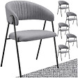 TECTAKE - Lot 6 Fauteuils rembourré ergonomique en tissu 150kg max gris - vignette