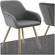 TECTAKE - Chaise élégante aspect corde avec forme ergonomique gris/doré - vignette