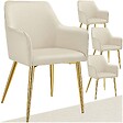 TECTAKE - Lot 4 Fauteuils aspect velours rembourrés avec dossier continu beige - vignette