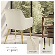TECTAKE - Lot 4 Fauteuils aspect velours rembourrés avec dossier continu beige - vignette