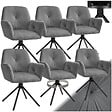 TECTAKE - Lot de 6 chaises pivotantes 360° en velours rembourré anthracite/noir - vignette