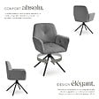 TECTAKE - Lot de 6 chaises pivotantes 360° en velours rembourré anthracite/noir - vignette