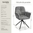 TECTAKE - Lot de 6 chaises pivotantes 360° en velours rembourré anthracite/noir - vignette