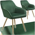 TECTAKE - Lot 2 chaises de salle à manger aspect velours matelassé vert/or - vignette