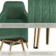 TECTAKE - Lot 2 chaises de salle à manger aspect velours matelassé vert/or - vignette