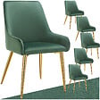 TECTAKE - Lot 6 chaises rembourrées aspect velours forme ergonomique vert - vignette
