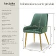 TECTAKE - Lot 6 chaises rembourrées aspect velours forme ergonomique vert - vignette