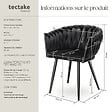 TECTAKE - Lot 4 chaises de salle à manger en velours design noué noires - vignette