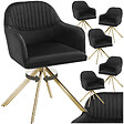 TECTAKE - Lot 6 chaises pivotantes à 360° en velours avec rembourrage noir/or - vignette