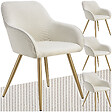 TECTAKE - Lot 4 chaises élégantes aspect corde forme ergonomique crème/doré - vignette