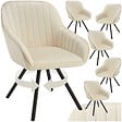 TECTAKE - Lot 6 chaises pivotantes à 360° avec accoudoirs velours crèmes - vignette