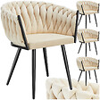 TECTAKE - Lot 4 chaises de salle à manger en velours design noué sables - vignette