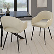 ID MARKET - Lot de 2 chaises de salle à manger, fauteuils de table CLARA en velours crème - vignette