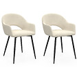 ID MARKET - Lot de 2 chaises de salle à manger, fauteuils de table CLARA en velours crème - vignette