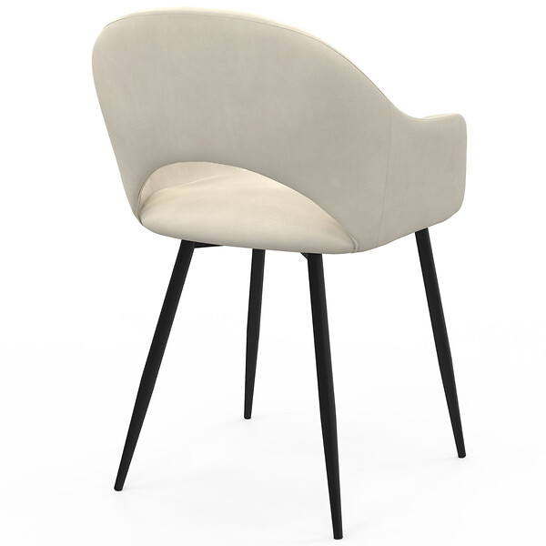 ID MARKET - Lot de 2 chaises de salle à manger, fauteuils de table CLARA en velours crème - large