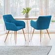 ID MARKET - Lot de 2 chaises de salle à manger scandinaves, fauteuils de table DANIA bleu canard - vignette