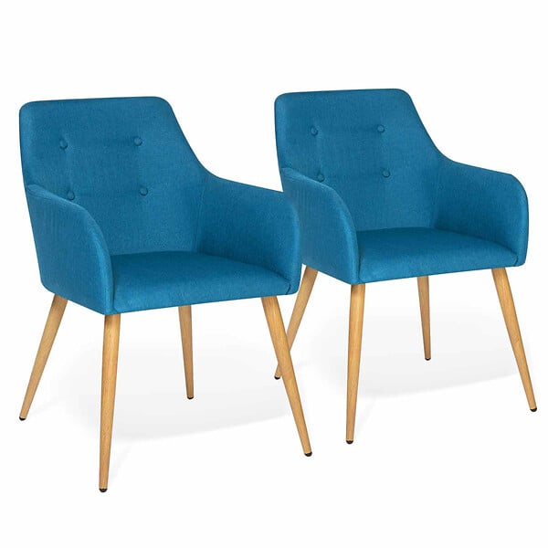 ID MARKET - Lot de 2 chaises de salle à manger scandinaves, fauteuils de table DANIA bleu canard - large