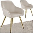 TECTAKE - Ensemble de 2 chaises rembourrées aspect velours taupe/or - vignette