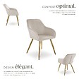 TECTAKE - Ensemble de 2 chaises rembourrées aspect velours taupe/or - vignette