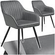 TECTAKE - Lot 2 chaises de salle à manger en velours matelassées gris - vignette