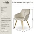 TECTAKE - Ensemble de 2 chaises rembourrées aspect velours crème/or - vignette