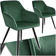 TECTAKE - Ensemble de 2 chaises cuir synthétique aspect velours vert foncé/noir - vignette