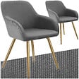 TECTAKE - Lot 2 chaises élégantes aspect corde avec forme ergonomique gris/doré - vignette