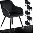 TECTAKE - Ensemble de 6 chaises effet velours rembourrées ergonomiques noir - vignette